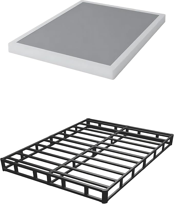 Full Box Spring - 4 Inch High Profile Box Spring for Full Bed, Sturdy Metal Frame Mattress Foundation, Easy Assembly, Quiet & Noise-Free