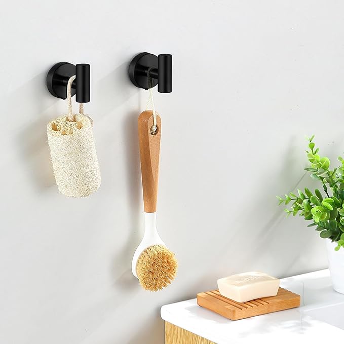 Bathroom Hardware Towel Bar Set - Matte Black Bathroom Accessories Set - Including 16" Hand Towel Bars - Toilet Paper Holders - Towel Rings - Robe Towel Hooks