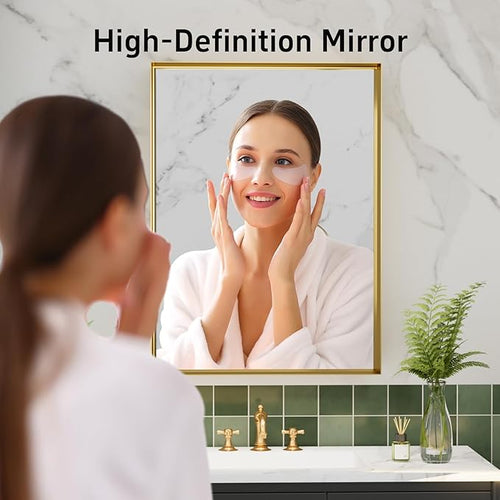24”x36” Bathroom Vanity Mirror, Gold Framed Rectangle Mirrors, Modern Wall Mirror for Over Sink, Living Room, Bedroom, Entryway Mirrors Horizontally or Vertically