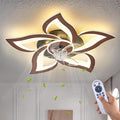 Ceiling Fan with Lights Remote Control, Wooden Geometric Color 6 Speeds Low Profile Flush Mount Ceiling Fan with Light for Kitchen Bedroom Living Room