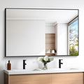 Black Bathroom Mirror for Wall, 60x40 Inch Rectangle Mirrors with Metal Frame, Modern Vanity Wall Mirror Decor for Entryway Hangs, Bathroom Living Room Horizontal or Vertical