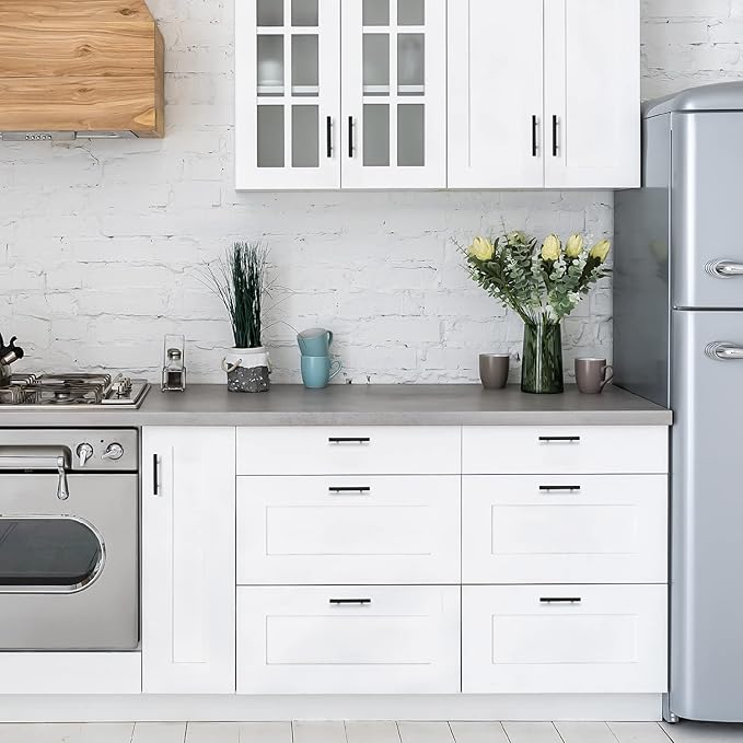 Ravinte Black Cabinet Handles 5 Pack 3-1/2 inch Matte Black Square Cabinet Pulls Kitchen Hardware 6 inch Overall Length Kitchen Drawer Pulls