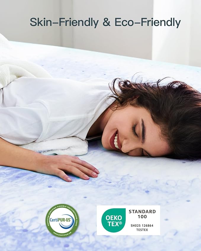 PERLECARE 3 Inch King Memory Foam Mattress Topper for Pressure Relief, Cooling Gel Infusion, CertiPUR-US Certified Purple, PCMTK34PU-US