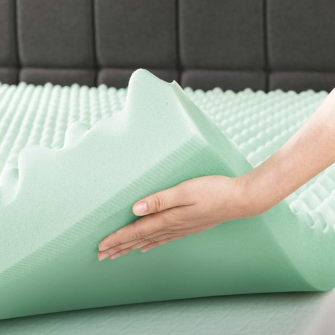 Best Price Mattress 4 Inch Egg Crate Memory Foam Mattress Topper with Calming Aloe Infusion, CertiPUR-US Certified, King