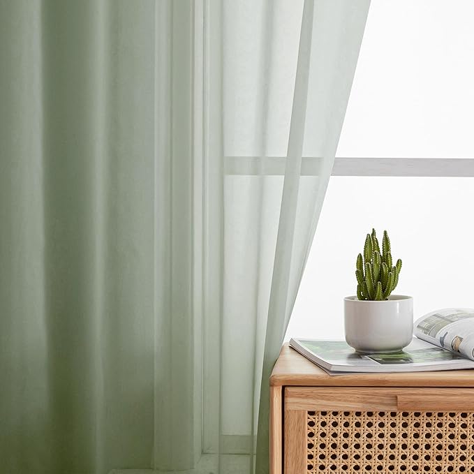 Aiyufeng Long Sheer Curtains for Bedroom, Semi Sheer Privacy Curtains & Drapes Harsh Sunlight Filter for Hallway Window Guest Room Country House, 40 x 120 inches Long, 2 Panels