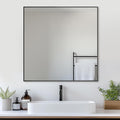 Antok Bathroom Mirror,36"x36" Wall Mirror, Decorative Mirrors Vanity Mirror Aluminum Alloy Frame Contemporary Hanging Mirror for Living Room Bathroom Entryway,Black,Rect Corner