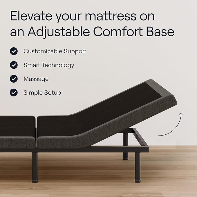 Full Premier Adjustable Base with Massage, Wireless Remote, USB Port-Ergonomic Head and Foot Incline