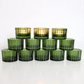 VOHO Green Tealight Candle Holder Set of 12, Glass Candle Holder for Wedding Table Centerpiece, Tea Lights Candle Holders Bulk for Home Decor(2''x 1.4'')