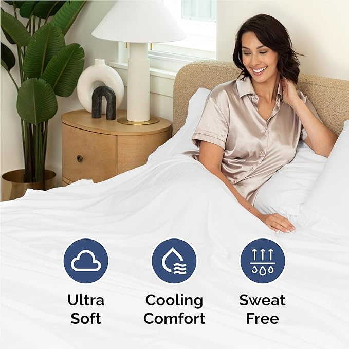 Split King Sheets Set 7 Piece - Includes 4 Pillowcases - Bed Sheets Split King - Soft Hotel Luxury Bedding - Cooling, Comfy & Breathable - 1 Flat & 2 Fitted & 4 Pillowcases w/ Deep Pockets - White