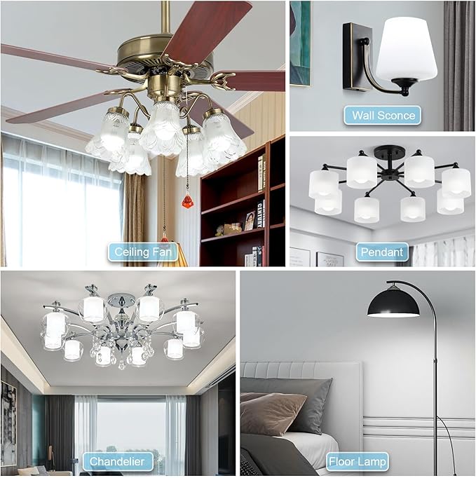 hansang A15 LED E26 Small Light Bulb, Daylight 5000K, 60Watt Equivalent Ceiling Fan Light Bulbs, E26 Standard Base Appliance Light Bulb, 600 Lumen, CRI85+, Eye Protection, 120V, Non-Dimmable 6 Pack