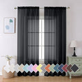 Aiyufeng Black Sheer Curtains 90" Long for Living Room Windows, Voile Sheer Casual Light Filtering Window Curtain Drapes for Bedroom, 42" Wide, Set of 2