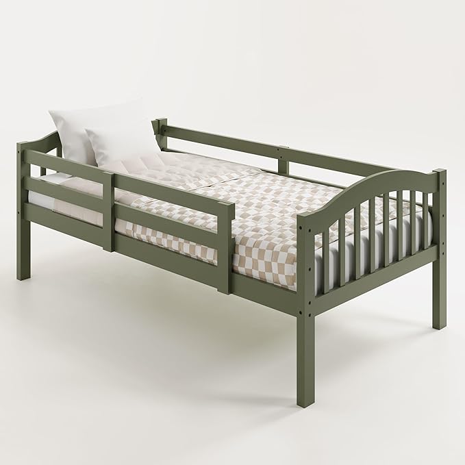 Storkcraft Long Horn Twin-Over-Twin Bunk Bed (Olive) - GREENGUARD Gold Certified, Converts to 2 Individual Twin Beds