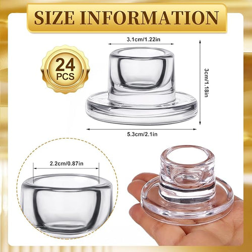 24 PCS Glass Taper Candle Holders Bulk Candlestick Holders Clear Short Tapered Candle Stick Holder Decor Set for Table Centerpiece Wedding Party Advent Christmas Home Decorations (24, Clear)