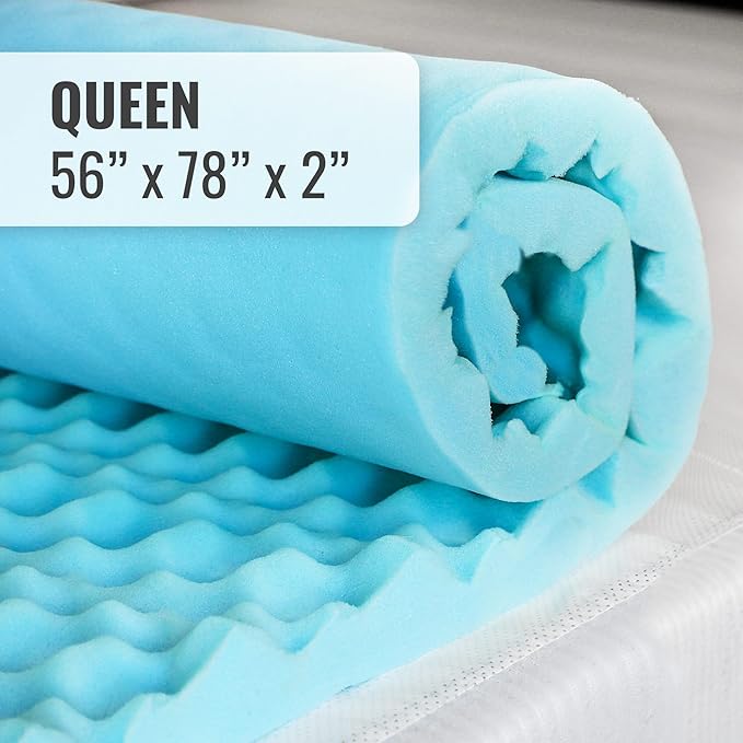 DMI Foam Mattress Topper, Egg Crate Foam Pad, Mattress Pad And Bed Topper For Support, Air Circulation, Pressure Relief And Weight Distribution, Queen Size Mattress, 56 x 78 x 2