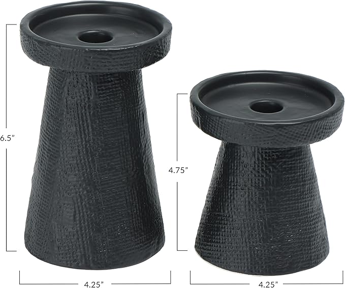 Main + Mesa Stoneware Pillar & Taper Candle Holders,(Pack of 8)