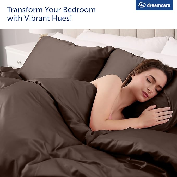DREAMCARE Queen Sheet Set – 6 pcs Cooling Bed Sheets – up to 21” Deep Pocket Queen Sheets Set – 2500 Supreme Collection – Extra Soft 100% Brushed Microfiber Hotel Luxury with Side Pocket – Mocha Brown