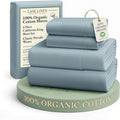 LANE LINEN Sheets for California King Size Bed- 4Pc 100% Organic Cotton Cal King Size Sheets Set, Soft Percale Sheets, Luxury Hotel Sheets, 15" Deep Pocket California King Sheet Set - French Blue
