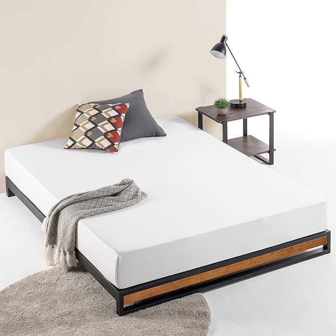 ZINUS GOOD DESIGN Award Winner Suzanne 6 Inch Bamboo and Metal Platforma Bed Frame, No Box Spring Needed, Wood Slat Support, Chestnut Brown, King