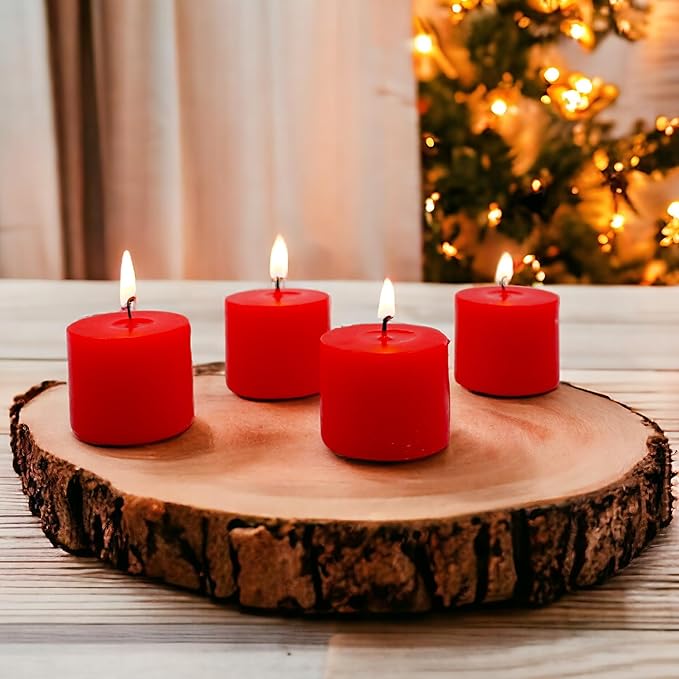 Hosley® Set of 48 Unscented Red Hand Poured Votive Candles Ideal for Weddings Birthdays Holidays Special Events Emergency Lighting Spa Aromatherapy Everyday Use