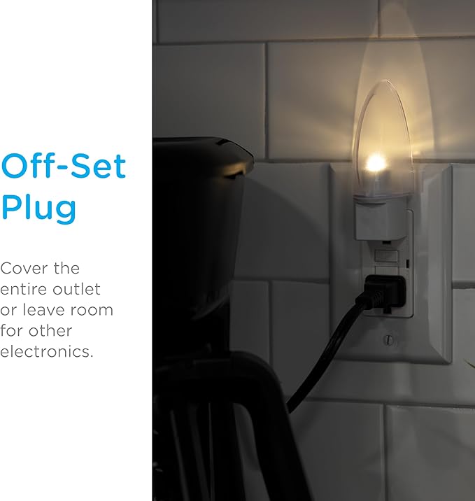 Lights by Night LED Night Light, Plug-in, Dusk to Dawn Sensor, Warm White, UL-Certified, Energy Efficient, Ideal Nightlight for Bedroom, Bathroom, Nursery, Hallway, Kitchen, 11375