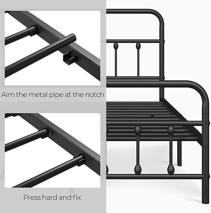 Yaheetech Classic Metal Platform Bed Frame Mattress Foundation with Victorian Style Iron-Art Headboard/Footboard/Under Bed Storage/No Box Spring Needed/Full Size Black