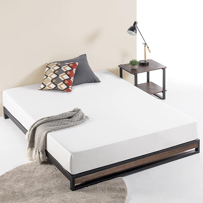 ZINUS GOOD DESIGN Award Winner Suzanne 6 Inch Bamboo and Metal Platforma Bed Frame, No Box Spring Needed, Wood Slat Support, Grey Wash, King