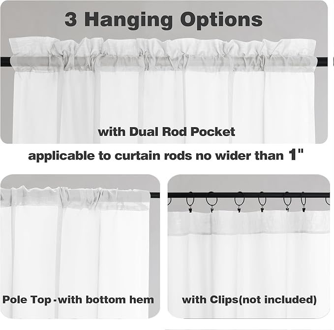 Chyhomenyc Extra Long White Sheer Curtains 144 inch 2 Panels, Translucent Backdrop Window Scarf Drapes for Canopy Bed/Wedding/Living Room/Anniversary, 12FT Length, Each 59Wx144L in, 2PCS