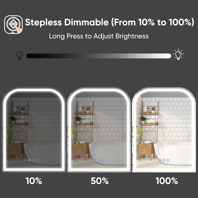 LED Bathroom Mirror, 36"x 36" LED Mirror with Lights for Bathroom, Lighted Vanity Mirrors for Wall, Anti-Fog, Dimmable, Tempered Glass, Memory Function, 3 Colors, Safe Use (White)