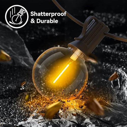 200ft 2-Pack Outdoor String Lights,Dimmable G40 LED String Lights with 104 Shatterproof Clear Bulbs UL Approval Waterproof Globe 1W 2700K Outdoor Lighting for Backyard Porch Cafe Party Wedding Garden