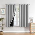 ChrisDowa 100% Blackout Curtains for Bedroom with Black Liner, 2 Thick Layers Total Blackout Thermal Insulated Grommet Small Window Curtains 54 Inch Long 2 Panels Set (Light Grey, 52 x 54 Inch)
