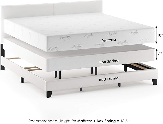 FURINNO Pessac PU Leather Upholstrered Platform, King, White