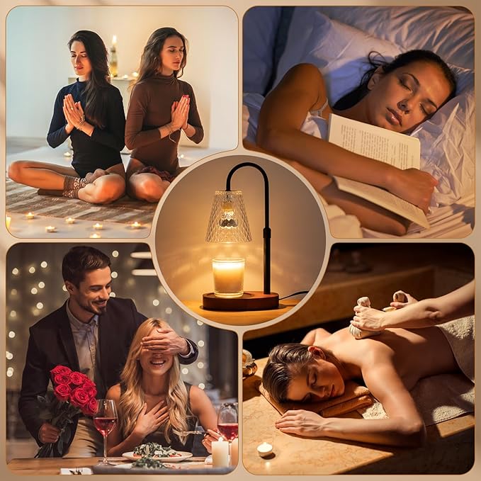 Candle Warming Lamp with Timer : Adjustable Light Level Adjustable Height Flameless Safety Candle Lamps - Jar Candles Home Decoration
