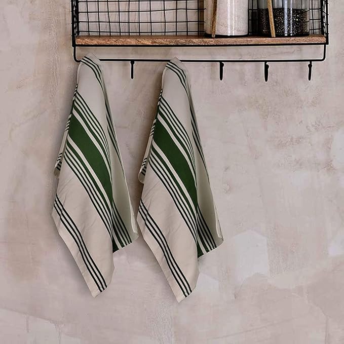 Urban Villa Kitchen Towels 100% Cotton Pack of 3, Highly Absorbent Quick Drying Super Soft Premium Dish Towels 20x30 Inch for Kitchen with Hanging Loop Hand & Tea Towels - Yellow/White