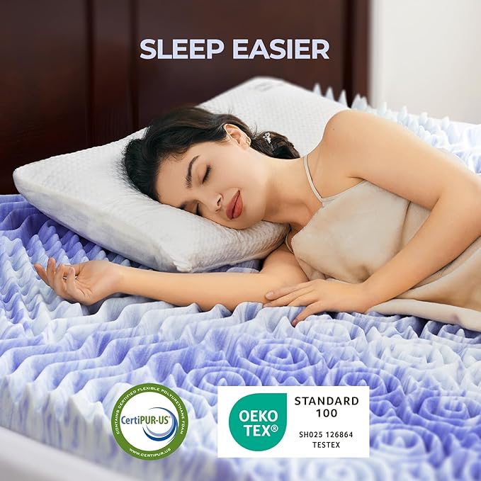 Dreamsmith 4 Inch 7-Zone King Memory Foam Mattress Topper, Cooling Gel Infused Foam Mattress Pad, King Size Bed, CertiPUR-US Certified