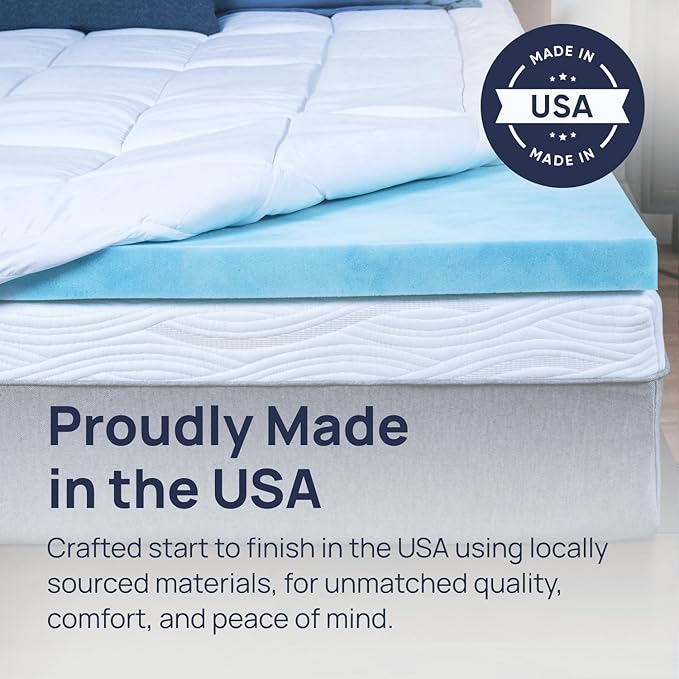 Sure2Sleep Gel Swirl Memory Foam Mattress Topper - 3 Inch, Pressure Relieving, Cooling Comfort - Made in The USA & CertiPUR-US Certified - Softens Firm Beds and Extends Mattress Life - Cal King Size