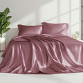 Love's cabin Twin Satin Sheets Sets - 3 Piece Rose Taupe Silky Bed Sheets with Deep Pockets, Luxury Silk Feel Satin Twin Size Sheet Set Bedding Set (1 Flat Sheet,1 Fitted Sheet,1 Pillow case)