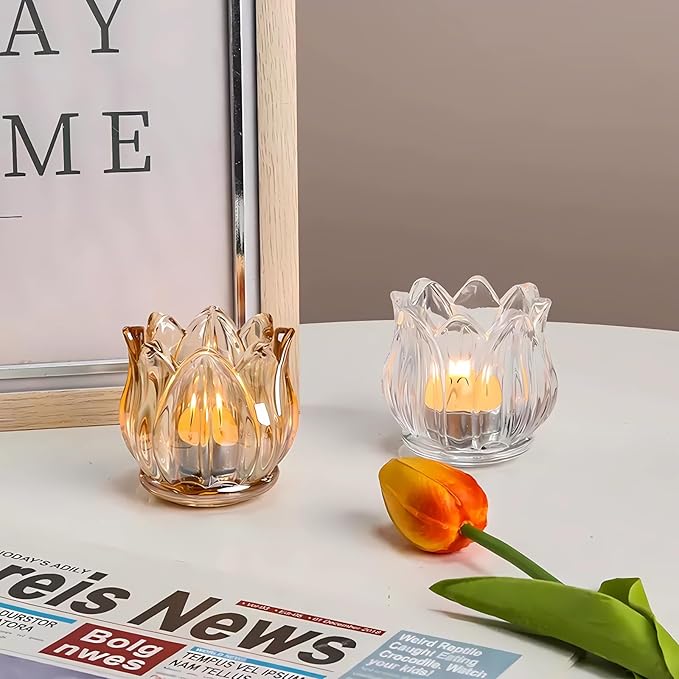 GOLDEAL 6Pcs Clear Votive Candle Holders,Clear Thick Glass Tea Light Candle Holder Bulk,Tealight Candle Jars for Wedding Table Decor,Party Supplies,Bridal Shower,Baby Shower,Tables Centerpieces