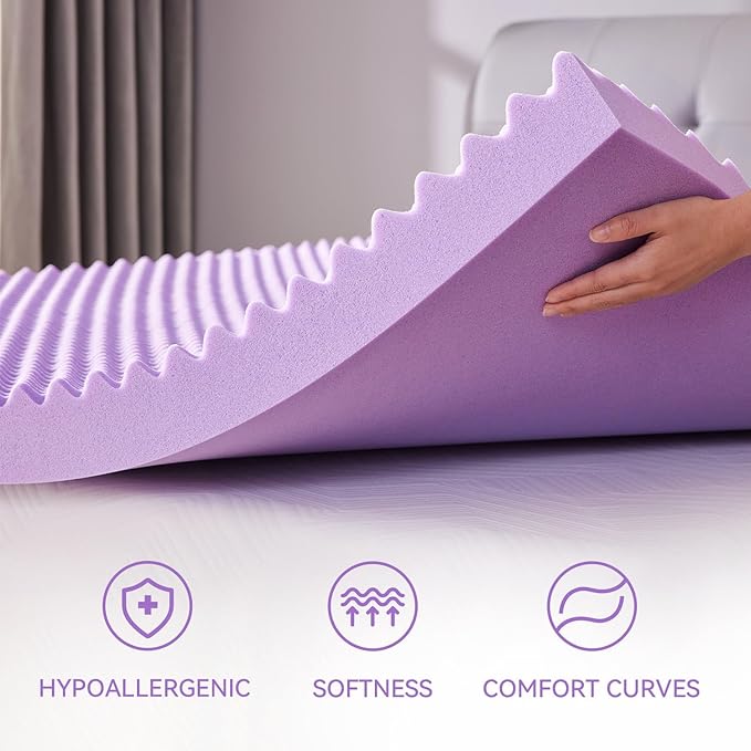SINWEEK 3 Inch Egg Crate Memory Foam Mattress Topper Queen Size, Soft Mattress Pad for Back Pain Relief, Bed Topper, CertiPUR-US Certified