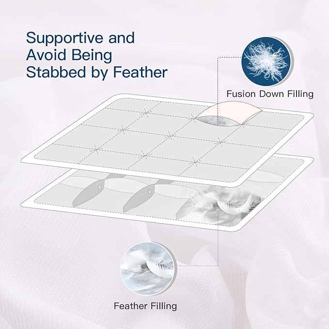 ELEMUSE Cal King Size Extra Thick Fusion Goose Down Feather Filled Mattress Topper, Plush Fluffy Double Layer Pillowtop Mattress Pad Cover, Soft Featherbed with 8-21 Inch Deep Pocket
