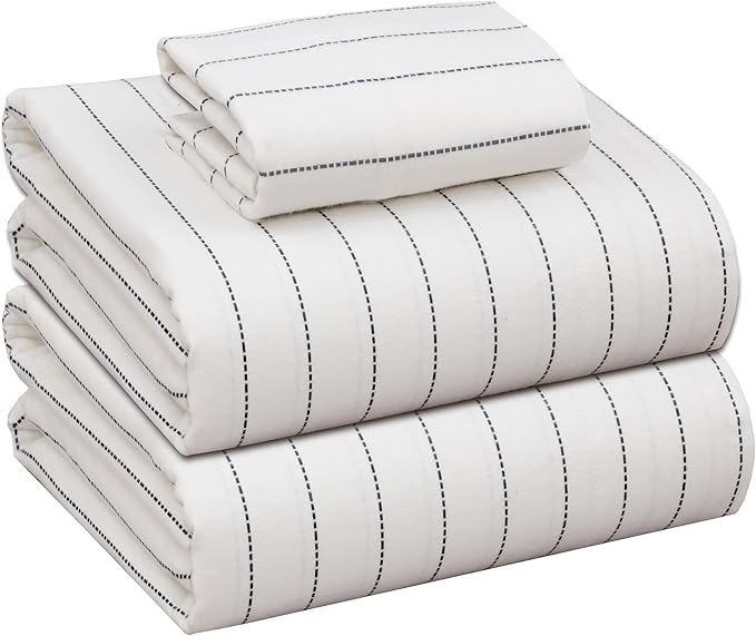 RUVANTI Flannel Sheets Twin Size - 100% Cotton Double Brushed Twin Sheets Set, Deep Pockets 16 Inches, All Seasons Breathable & Extra Soft Bed Sheets, Warm & Cozy, 3 Piece, Running Dots