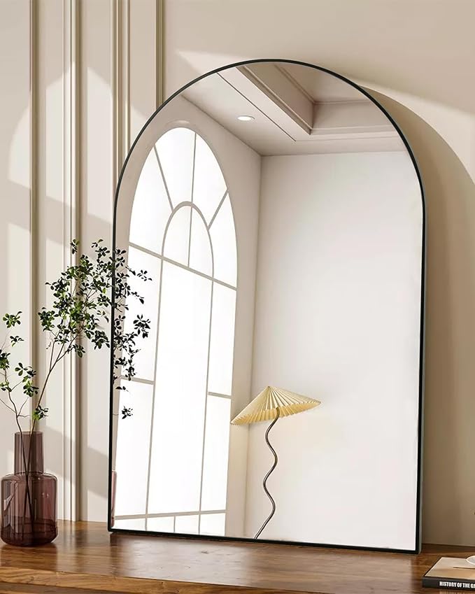 Black Arch Bathroom Wall Mirror,20 x 30 Inch Arched Vanity Modern Tempered Glass Mirror for Bedroom,Living Room,Entryway