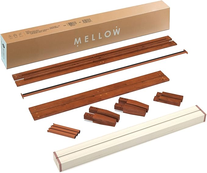 Mellow Naturalista Classic 12 Inch Solid Wood Platform Bed with Wooden Slats, Twin XL, Cherry
