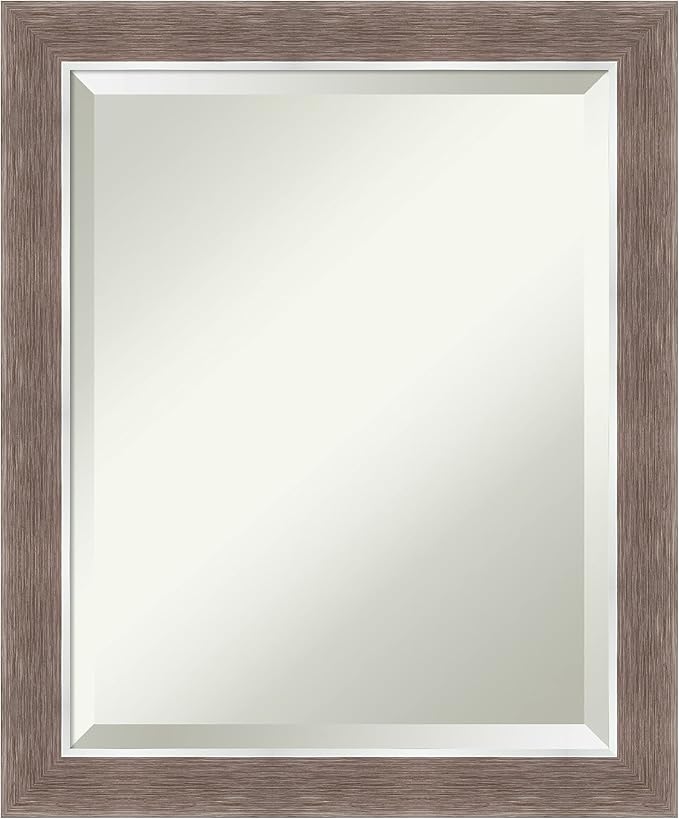 Amanti Art Brown Bathroom Mirror for Over Sink, 23x19 Noble Mocha Rectangle Vanity Mirror, Small Casual Frame, Hangs Horizonally and Vertically, Bathroom Wall Decor, Beveled Edge