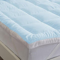 Great Bay Home Full Cooling Mattress Topper. Thick, Elastic Corner Mattress Pad. Ultra-Soft Cooling Pillowtop Mattress Cover & Protector. Fits Mattresses up to 18” (Full, Light Blue)