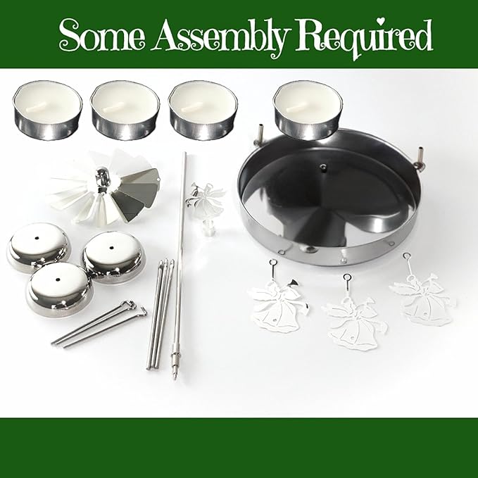 Spinning Angels Tealight Candle Spinner with Bell Chimes - Swedish Scandinavian Style Design - 8" H - Set of 2