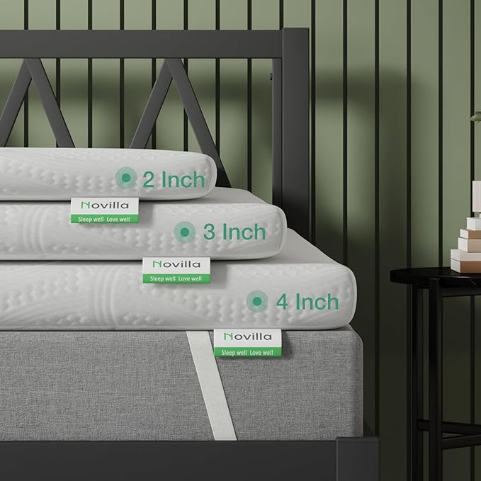 Novilla 3 Inch Mattress Topper King, Ventilated Design Gel Memory Foam Mattress Topper for Back Pain & Pressure Relieving, Supportive & CertiPUR-US Certified