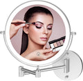 8" Rechargeable Lighted Makeup Mirror, 1X/10X Magnification with 3 Color Touch Dimmable Lights, 360° Rotating Double-Sided Wall Mount Mirror (Chrome) – Fab Glass and Mirror