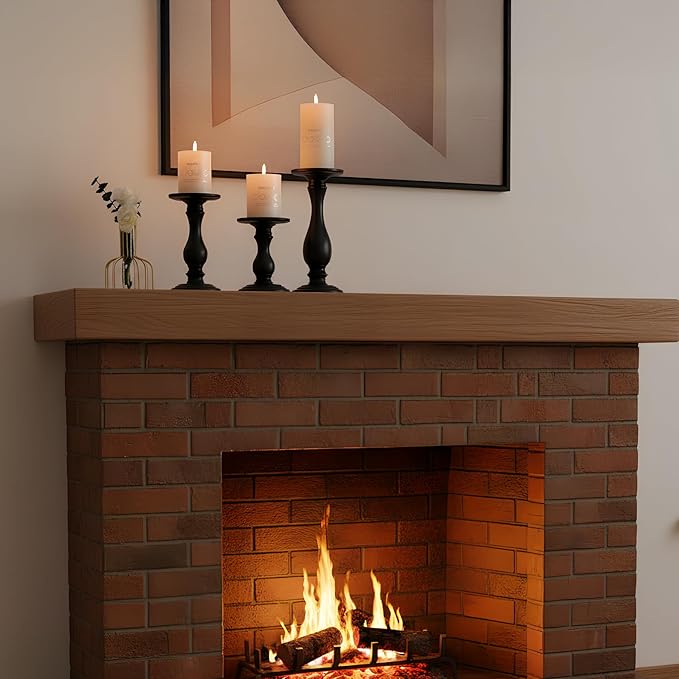 Matte Black Pillar Candle Holders Set of 3-10", 8", 6”H Candlestick Candle Holders Stand, Home Coffee Table Decor Decorations Centerpiece for Dining/Living Room