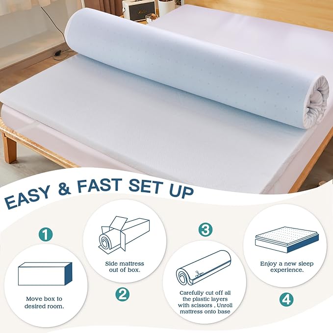 Airensky 2 Inch Memory Foam Mattress Topper, Cooling Gel Infused High Density King (76"x80") Topper with Removable Skin-Friendly Cover, Bed Topper for Pressure Relief Back Pain, CertiPUR-US Certified
