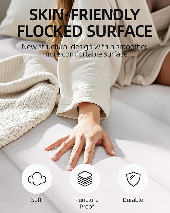 CHILLSUN 2025 Upgraded Twin Air Mattress with Built in Pump, 3 Mins Quick Self-Inflation Inflatable Airbed, Comfortable Top Surface Blow Up Mattress for Home Portable Camping Travel